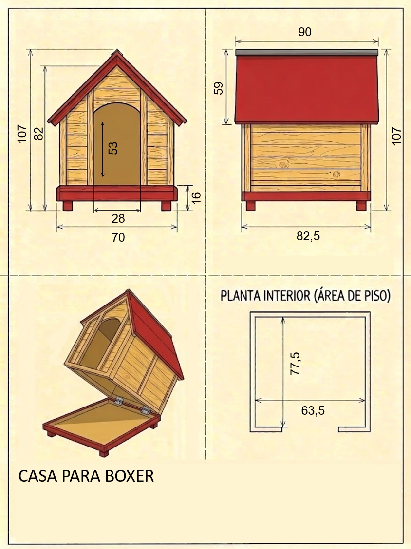 Ficha técnica Casa Boxer — plano, medidas y vistas